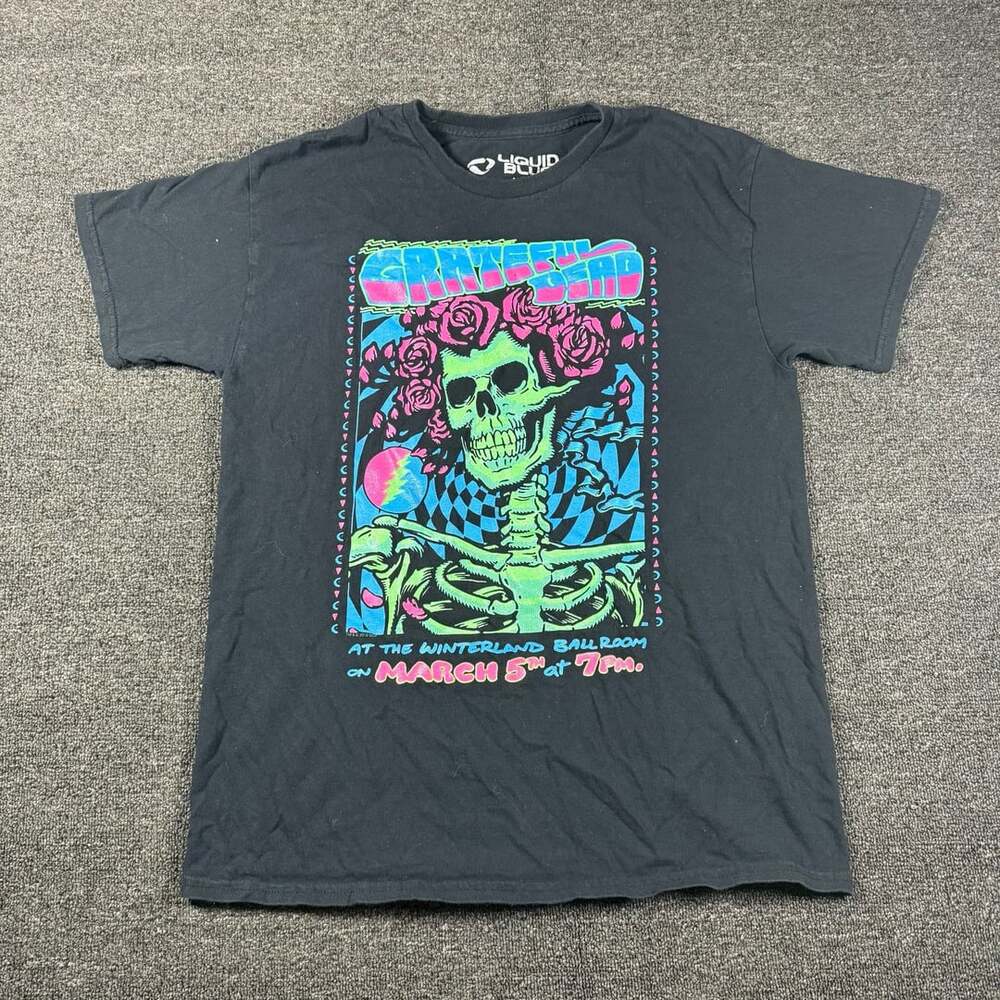 Liquid Blue Grateful Dead Bertha Blacklight T-Shirt Size L Black